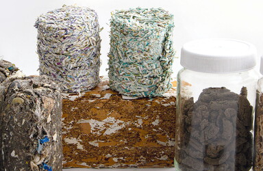 Es sind verschiedene Recycelte Stoffe zu sehen.