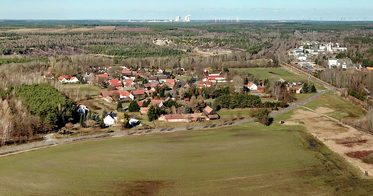 Luftansicht vom Ortsteil Mühlrose